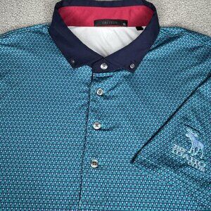Greyson Polo Shirt Mens XL Blue Geometric Golf Performance Stretch Idaho Club